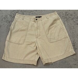 Perry Ellis America Mens Khaki Chino Shorts Size 36 Cotton Utility Cargo Tan